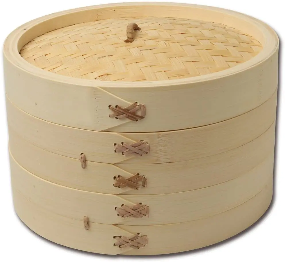 New Arrival Household 10 Inch Natural Bamboo Steamer Basket Multilayer Bamboo Steamer