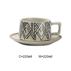 255ml Japanese style Creamic Coffee Mug Handmade Retro Porcelain Breakfast Cup Hand Punch Coffee Cup And Saucer Gift Set