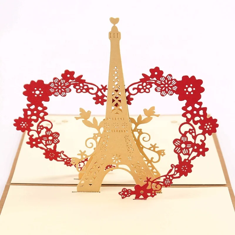 Wedding Invitation Card 3d Greeting Card Model 2020 Diy Competitive Price Heart Shape Handmade Customized Gift Card Custom Size