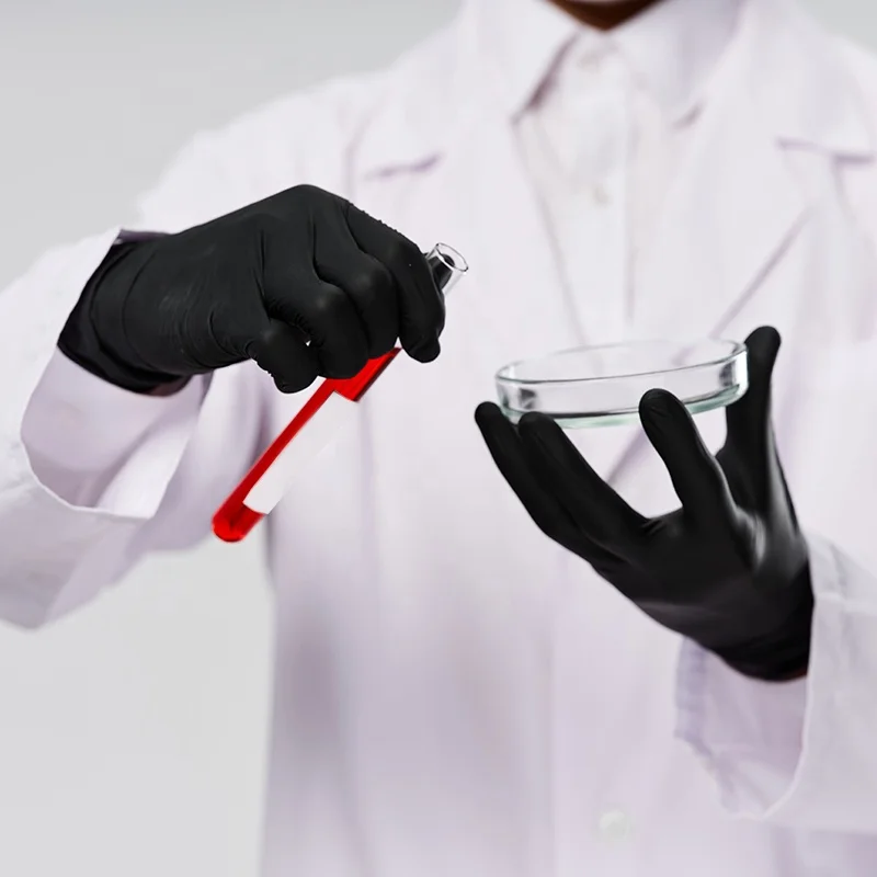 100PCS/Box PVC Hand Gloves Anti Chemical Waterproof Touch Screen Gloves Disposable Black Vinyl Gloves Powder Free for Laboratory