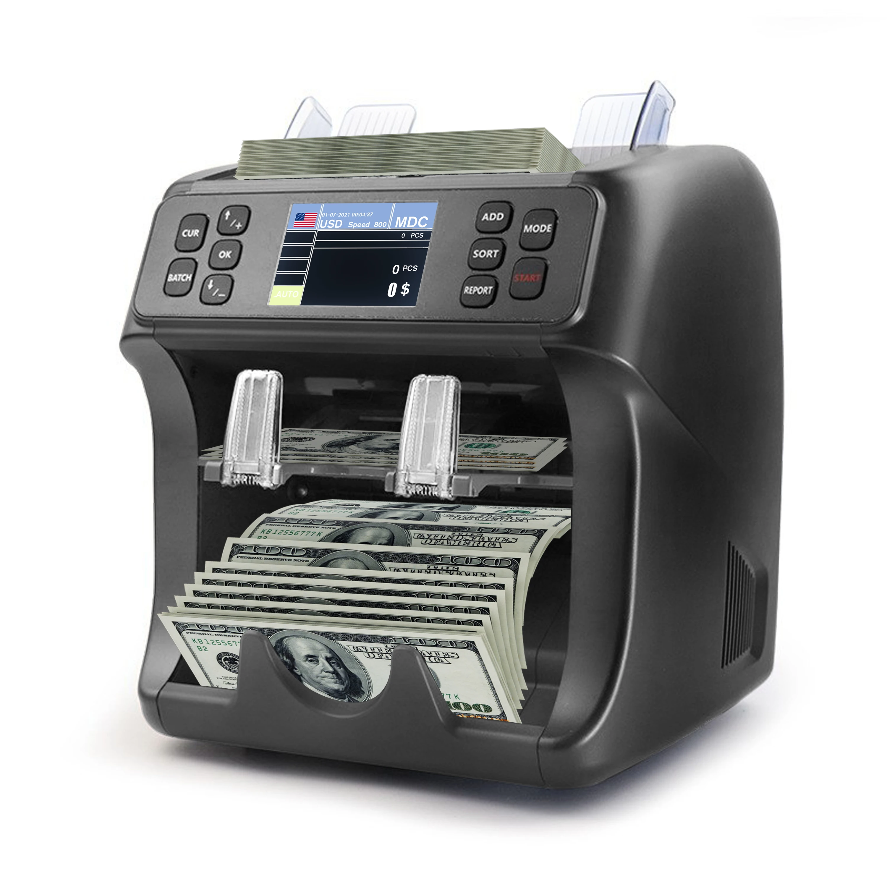 2 pocket CIS mix currency  counting machine  denomination currency bank money counter and sorter