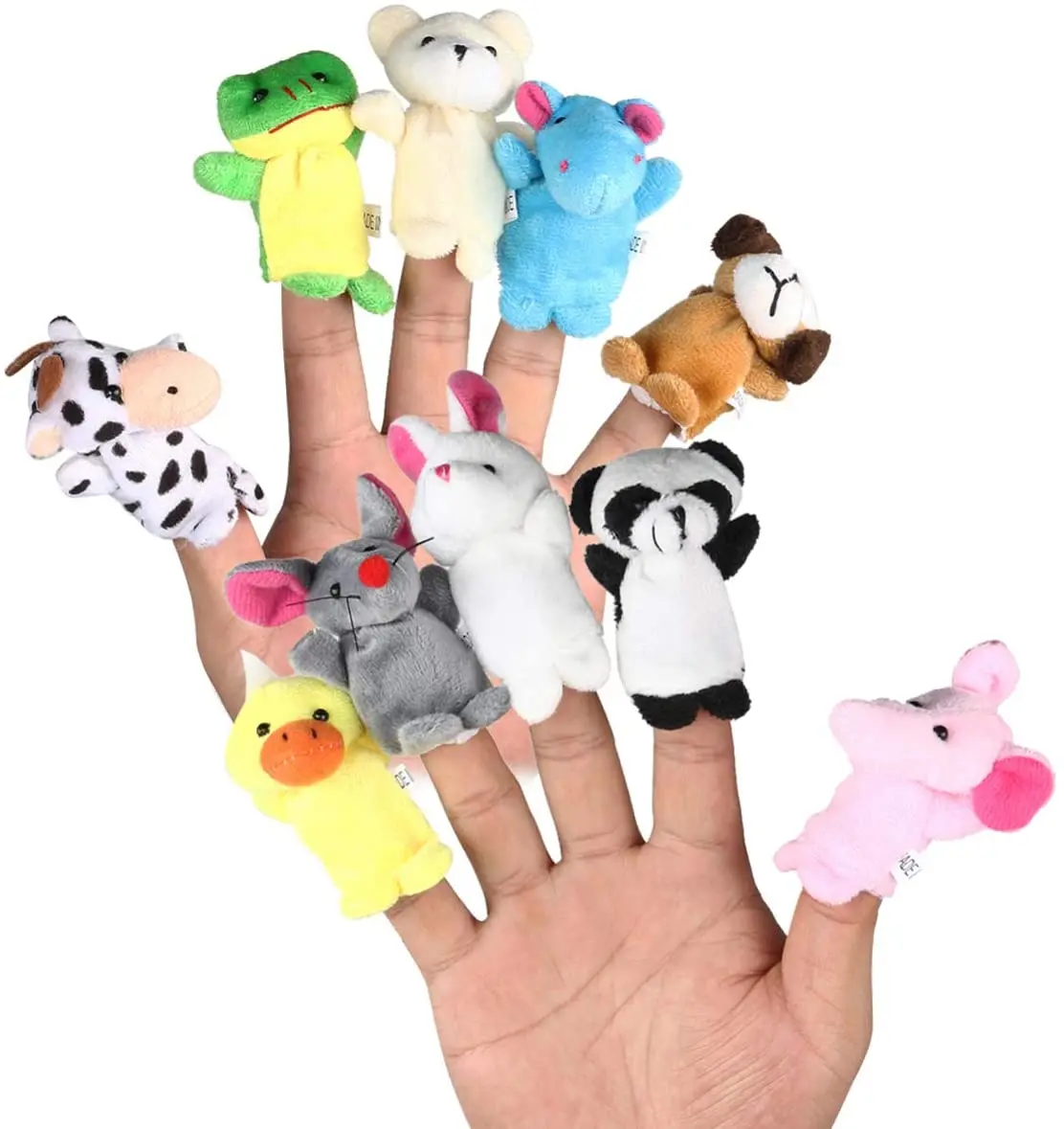 Wholesale Amazon hot selling small MOQ animal set funny plush finger puppets