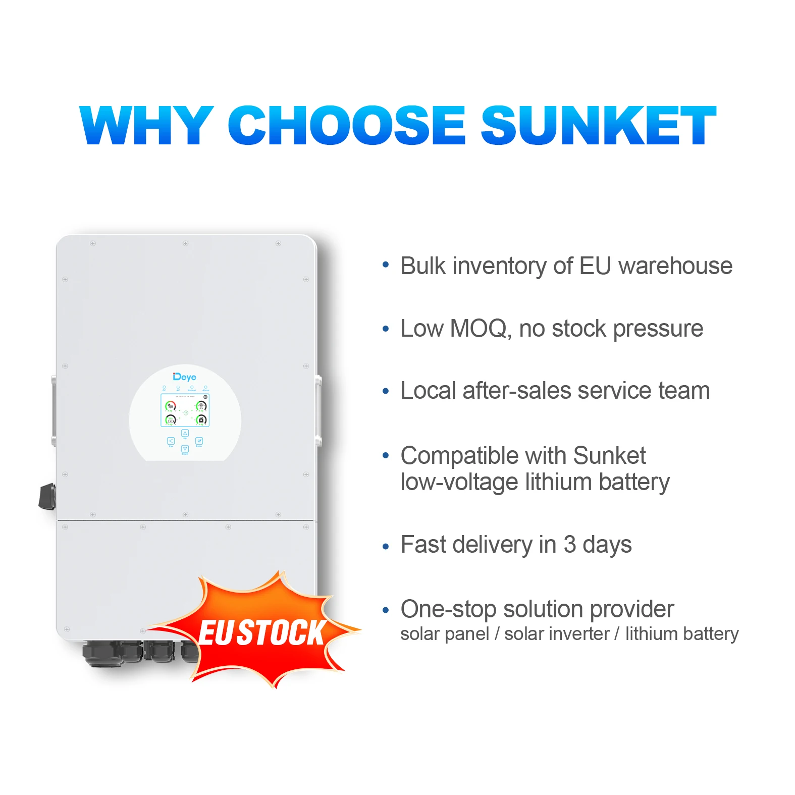 EU Ukraine Stock Top 1 Deye SUN-3.6/5/6/7/8K-SG03LP1 Single three Phase Hybrid Inverter In Germany Stock