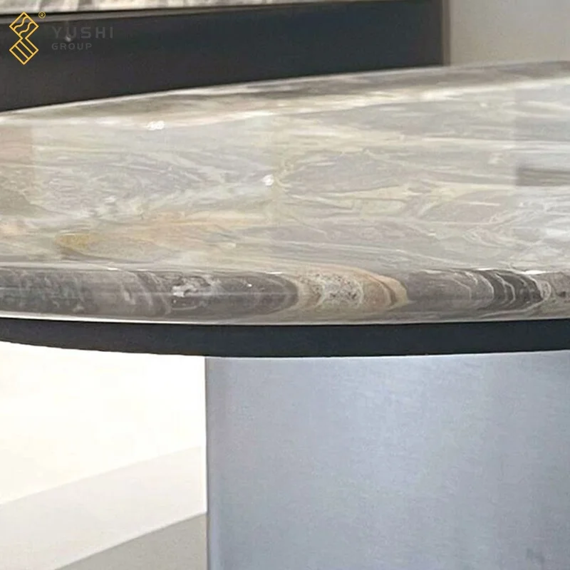 Yushi Group Luxury Marble Dinning Table Top Natural Stone Venice Brown Oval Marble Dinner Table