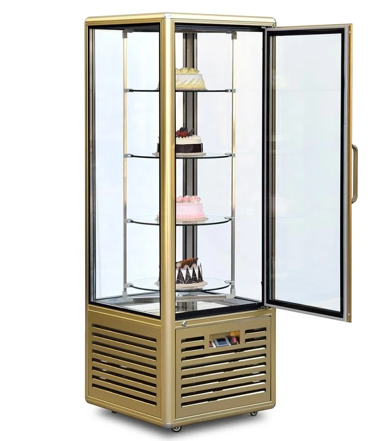 Rotating system Bakery vertical  display Refrigerator / Cake Bread upright glass showcase Chocolate fridge