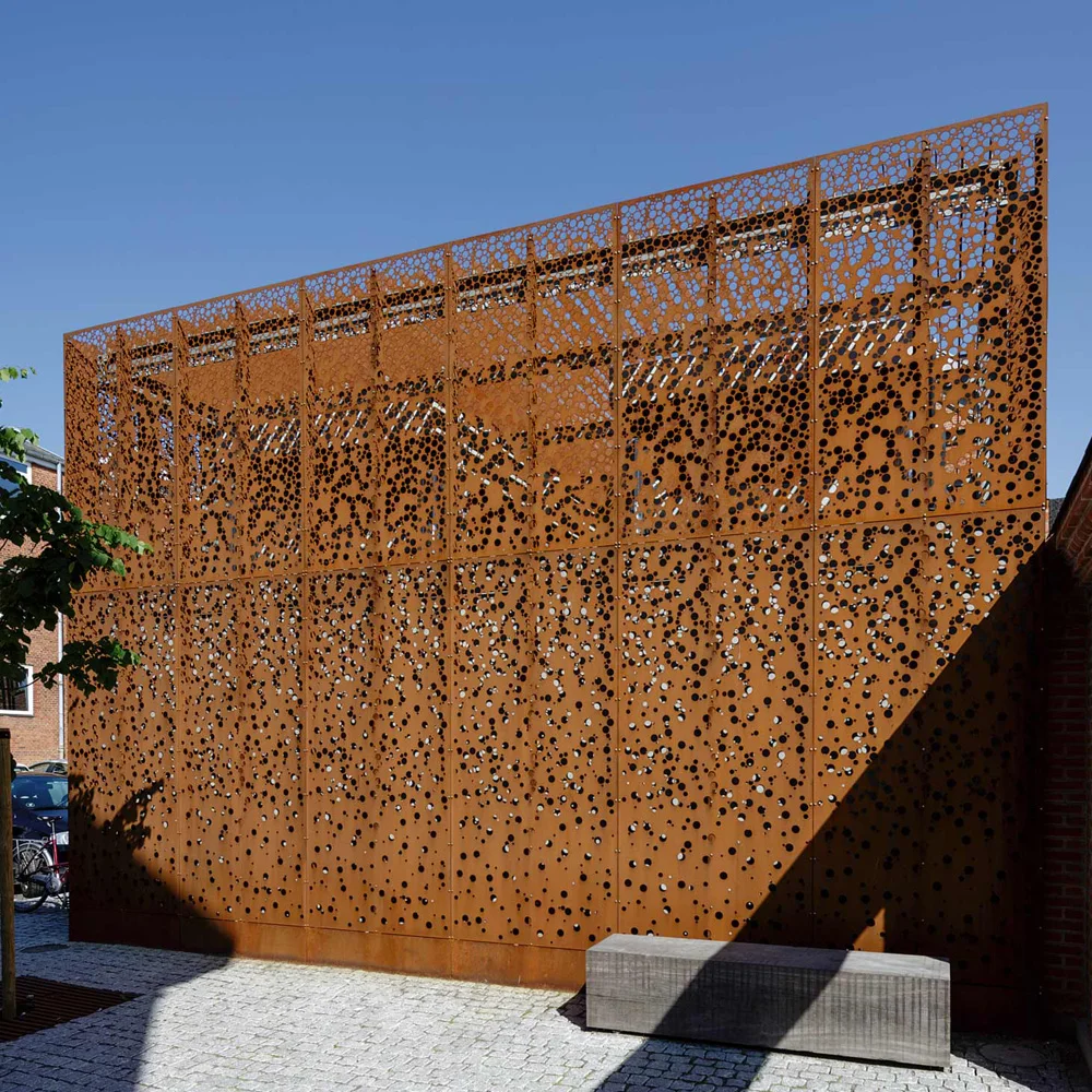 Laser cut corten steel perforated curtain wall cladding natural rust decorative cladding panels for hotels projects