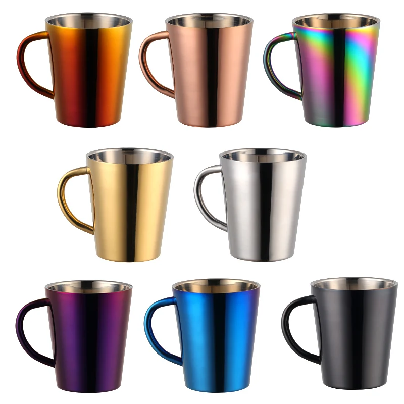 Christmas Wholesale Color Double Wall Stainless Steel Mug Milk Travel Coffee Mug With Handle