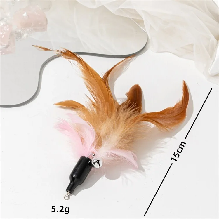 Factory Wholesale Shape Cat Teaser Sticker Refills With Feather Interactive Funny Chewing Toy
