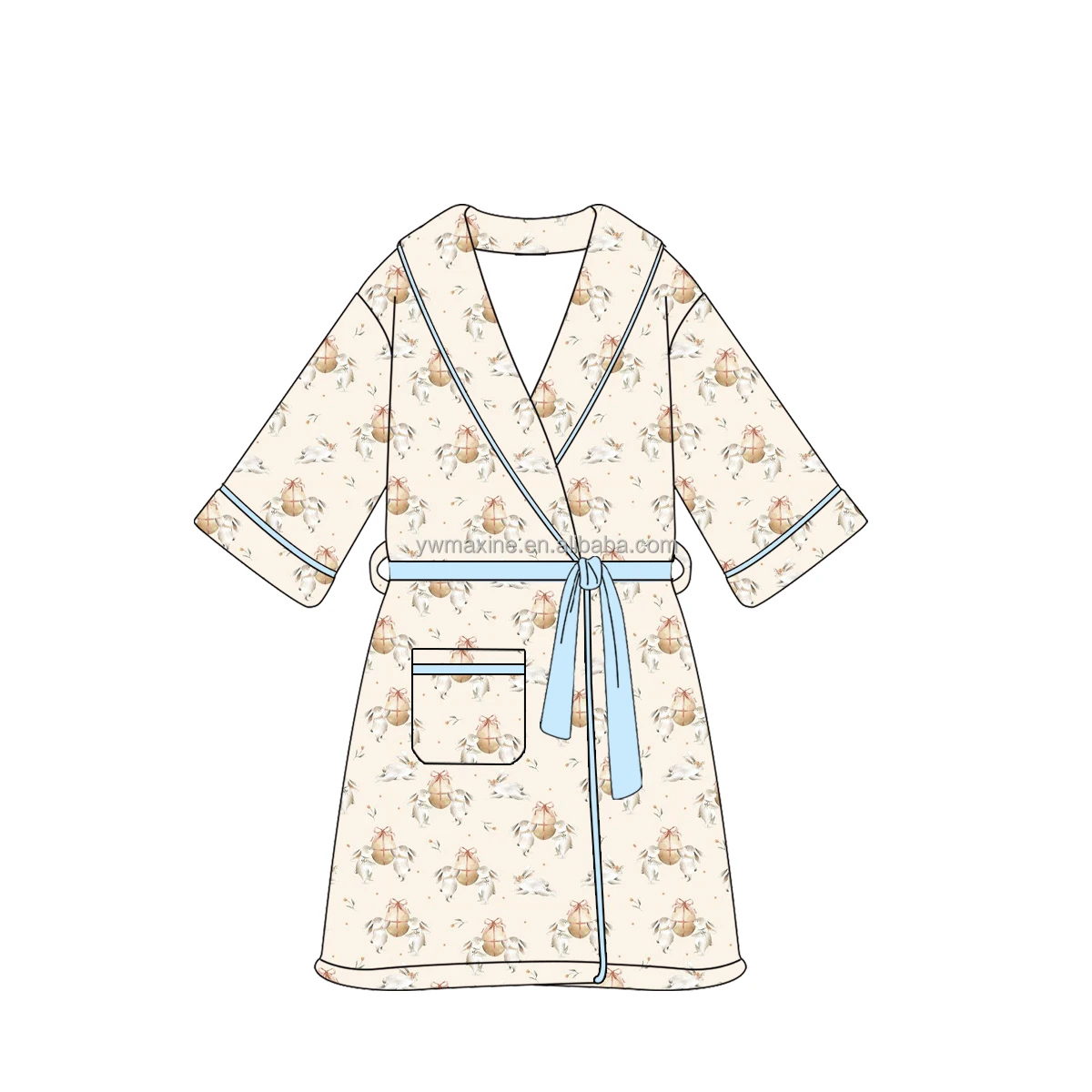 Easter Bunny Egg Designs Children Smocked Clothing OEM Kids Cotton Romper Pajamas with Baby Grow Blankets