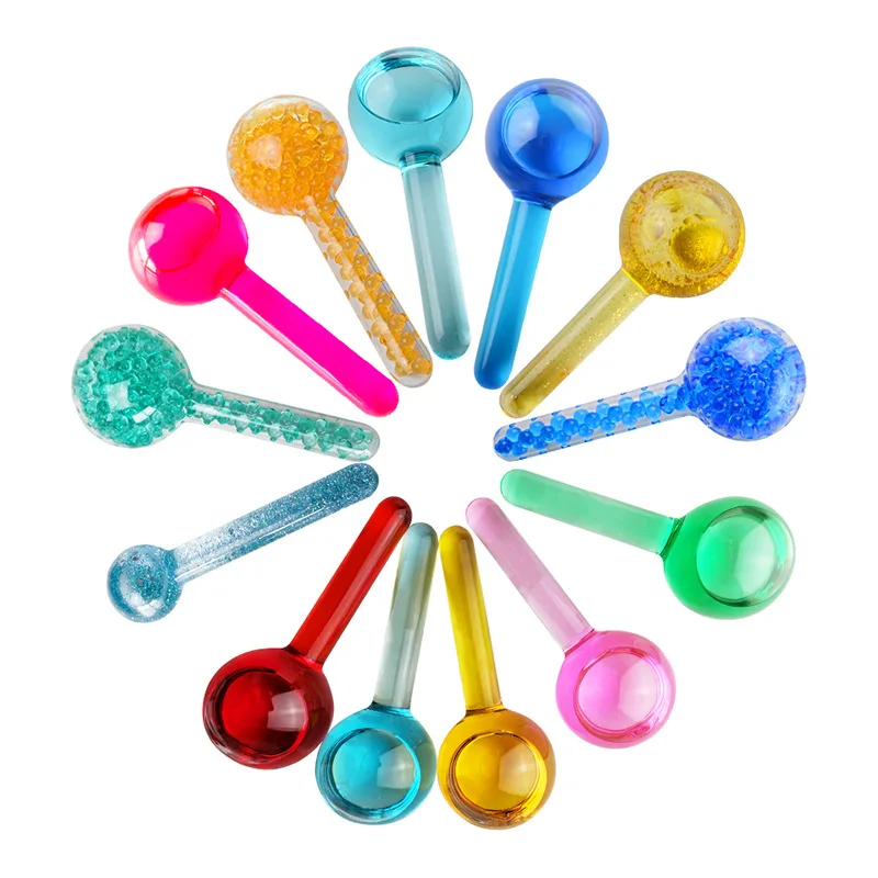 Summer Hot Selling Private Label Beauty Eye Face Blue Pink Glitter Ice Globes Face Massage Cooling Facial Ice Cube