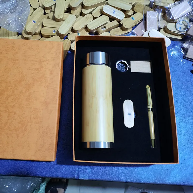 Custom Logo print 6 in 1 enterprise company luxury presents intelligent tumbler pen notebook wedding gifts set for guests