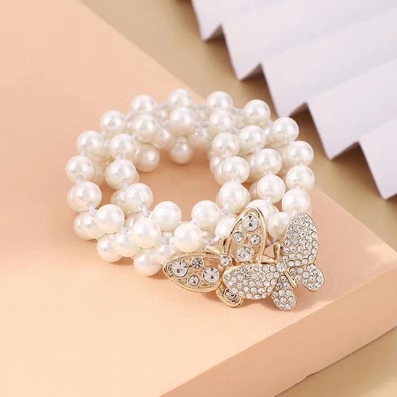 Explosive pearl woven thin belt popular with skirt butterfly pearl waist chain women