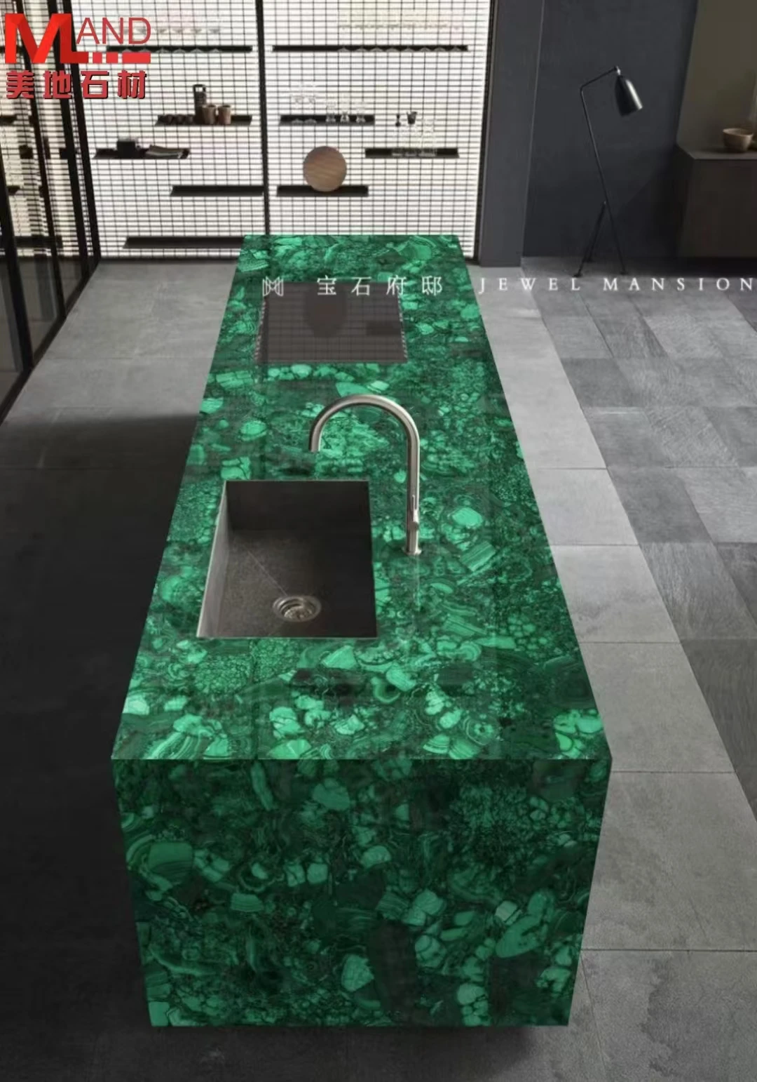 Factory direct sales customized emerald malachite furniture dining table wash basin conference table coffee table
