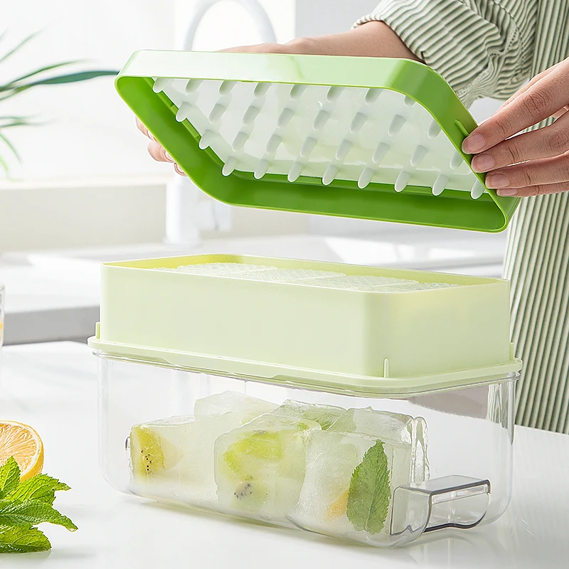 Wholesale Food Grade Ice Cube Tray For Freezer Easy Release Big Ice Cube Maker With Removable Lid And Bin