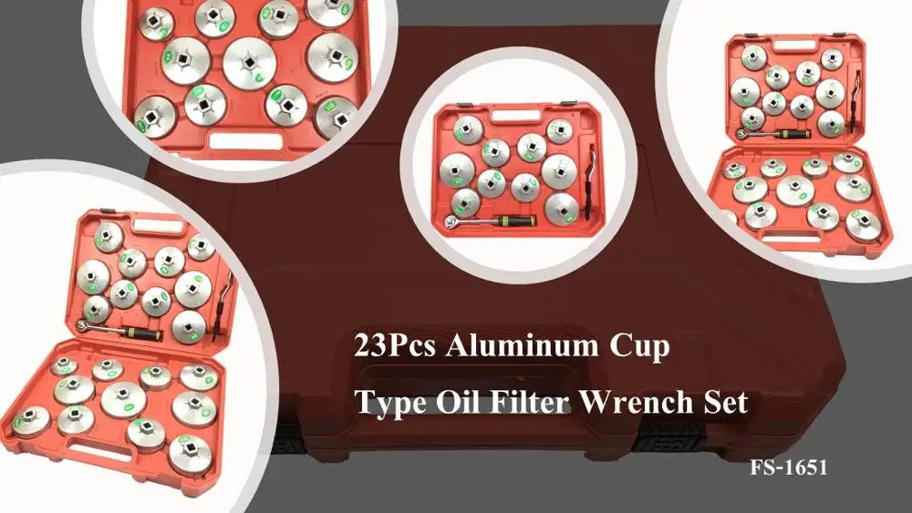 High Quality 23pcs Aluminum Cup Type Oil filter wrench set