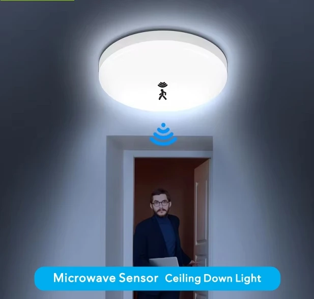 High Sensitivity Microwave Round Smart Home Motion Sensor Led Ceiling Light