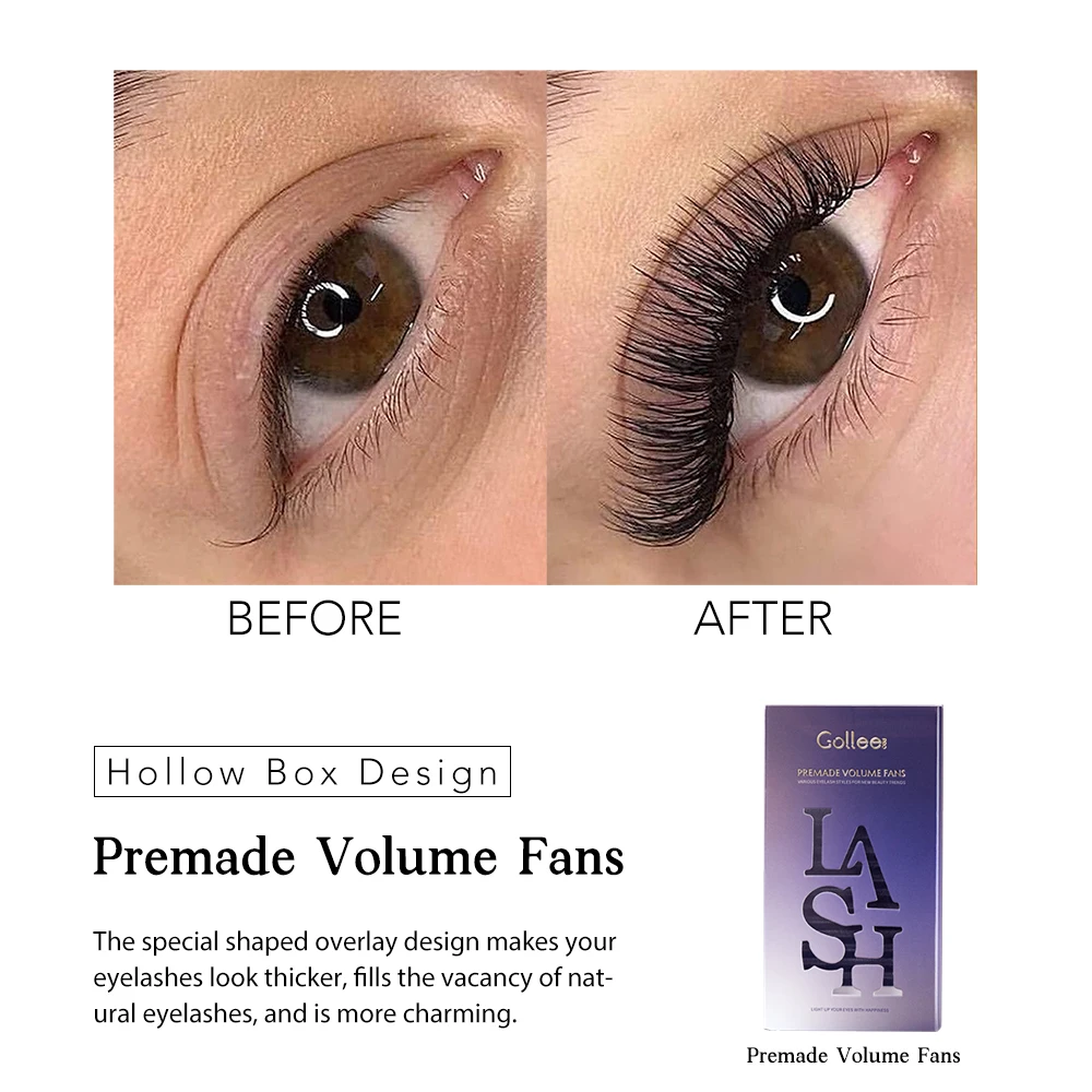 Gollee 0.05mm YY 3DW 4DW 5DW 6DW C Curl Handmade Ultra Speed Promade Eyelashes Fans Wholesale Lashes Extension Soft Korean Black