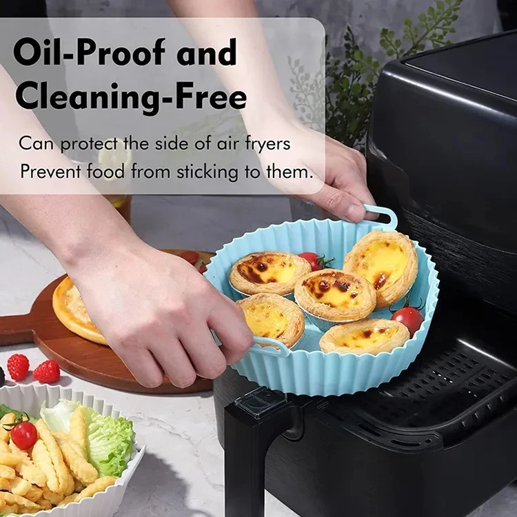 2024 Лидер продаж круглая воздушная фритюрница силиконовая кастрюля складная термостойкая посуда для выпечки силиконовые вкладыши фритюрницы с подносом