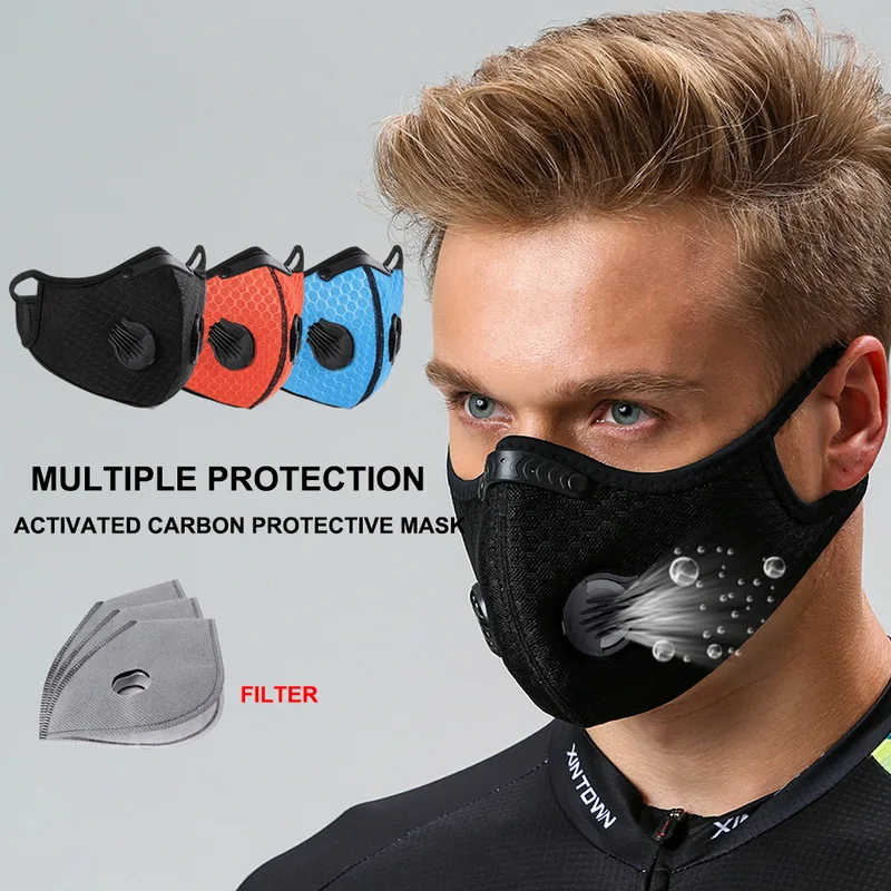 
Cycling Mascarilla Outdoor Bike Helmet Activated Carbon Breathing Valve Mouth mascarilla With Cotton Filter Dustproof Headband 