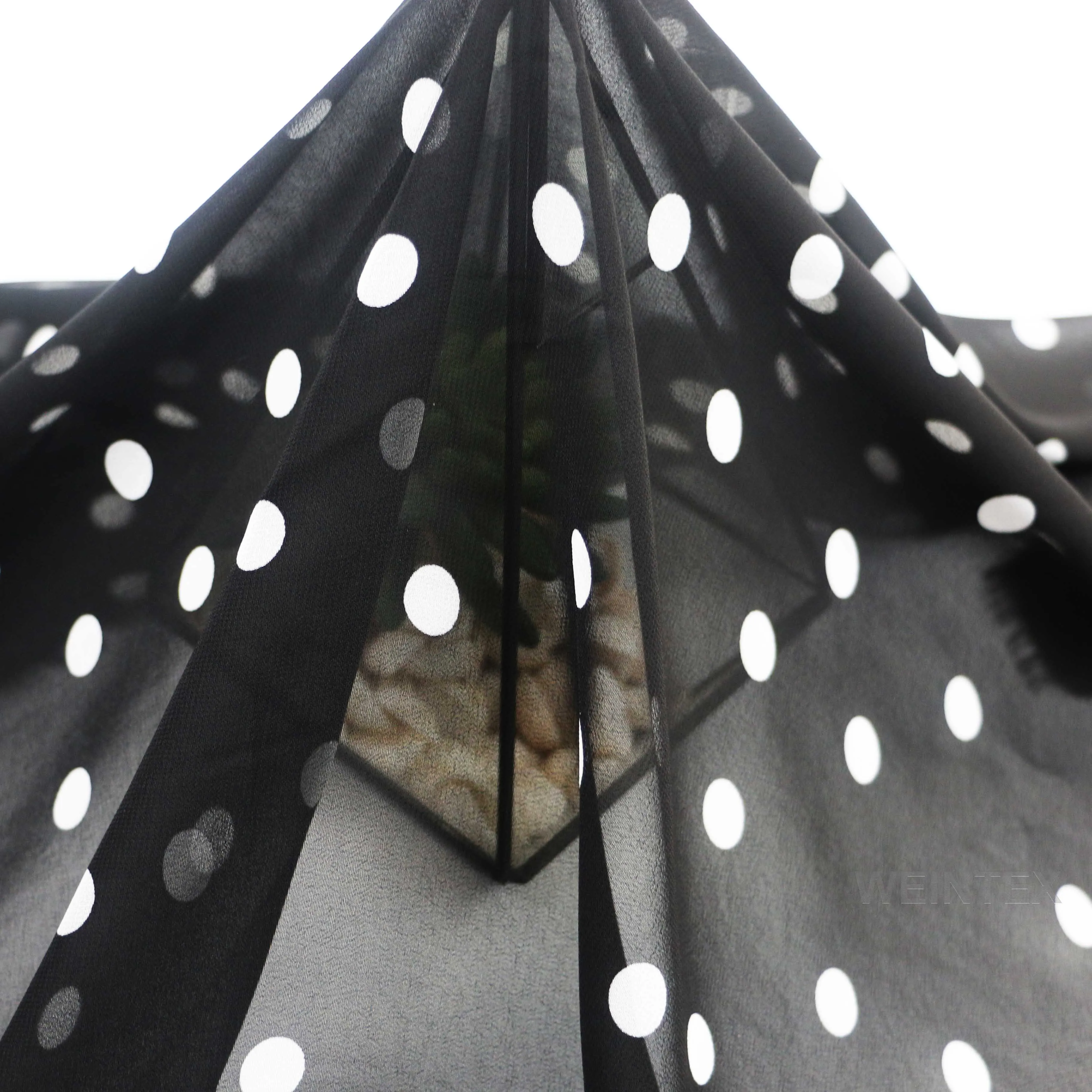 WI-A07 Wholesale high quality fashion polyester 1cm polka dot swiss chiffon fabric price per meter for clothing