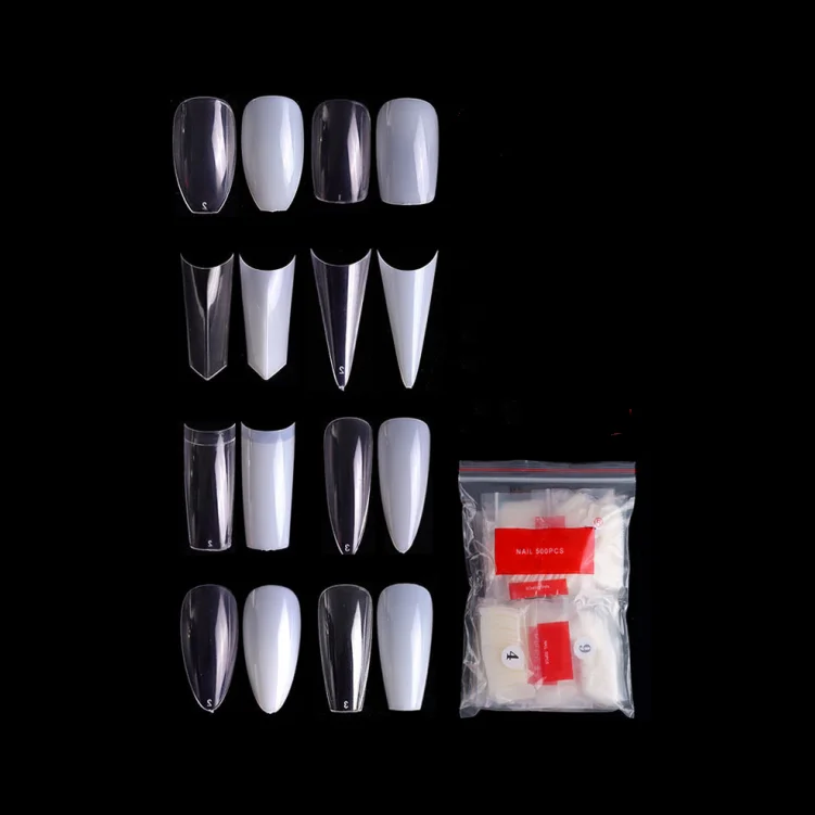 Factory Direct Wholesale French Style Full Cover Half Cover Press On False Nail Tips Multi Shapes Nail Tips 500 PCS/ Bag
