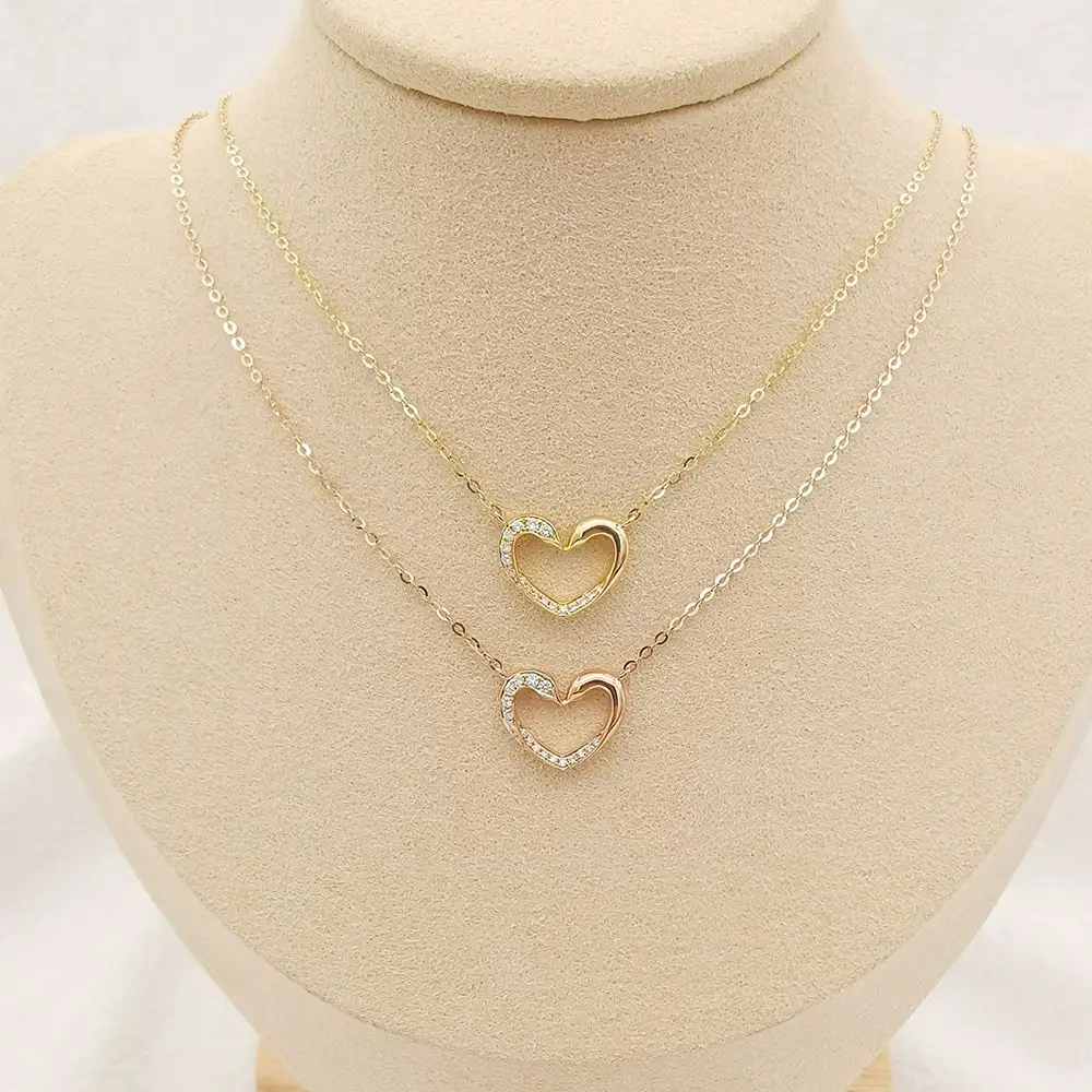 Pure Solid Gold Jewelry Diamond with Certificate Necklace AU750 Heart Shape Necklace Real Gold Jewelries 18K Gold Classic Trendy