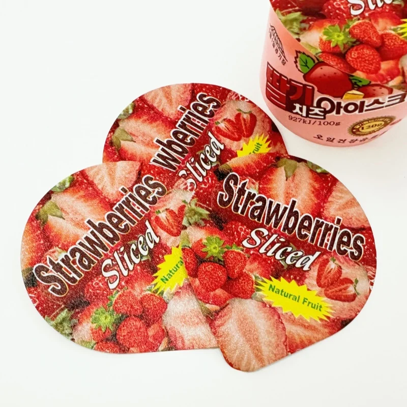 Custom Precut Printed Lids Colored Aluminum Foil Cover For Yogurt Easy Peel Plastic Yogurt Cup Lid