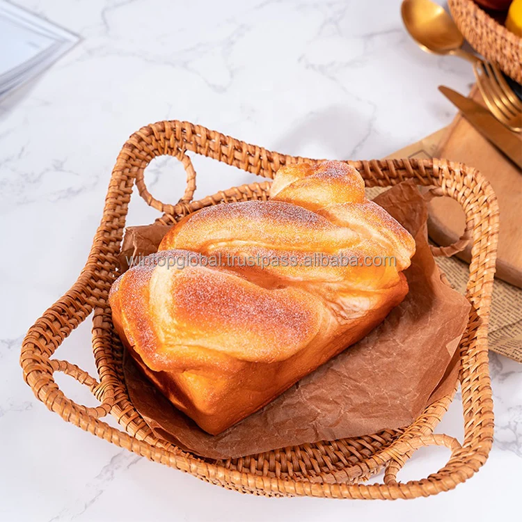 Custom hand woven PP rattan basket PP rattan polyrattan home storage kitchen bread basket decoration fruit vegetable basket