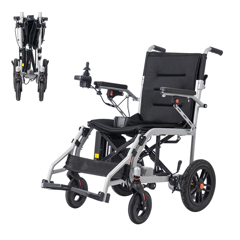 Aircraft Grade Aluminum Super Light Electric Power Wheelchair Portable Folding Electric Wheelchair With Electromagnetic Brake
