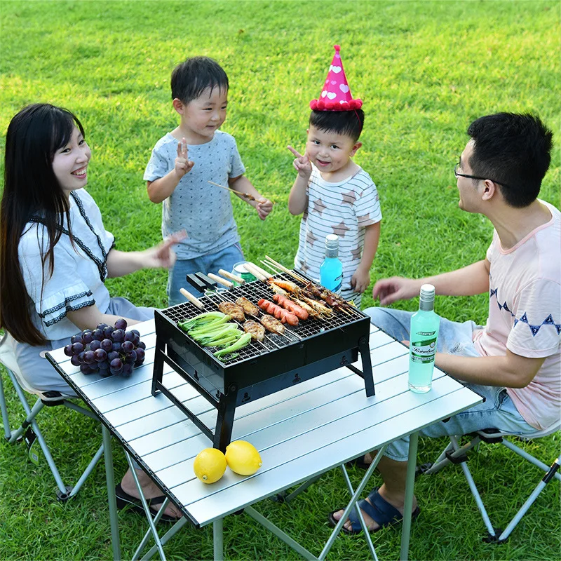 Hot Selling Outdoor Camping Black Portable Charcoal Table Folding BBq Grill