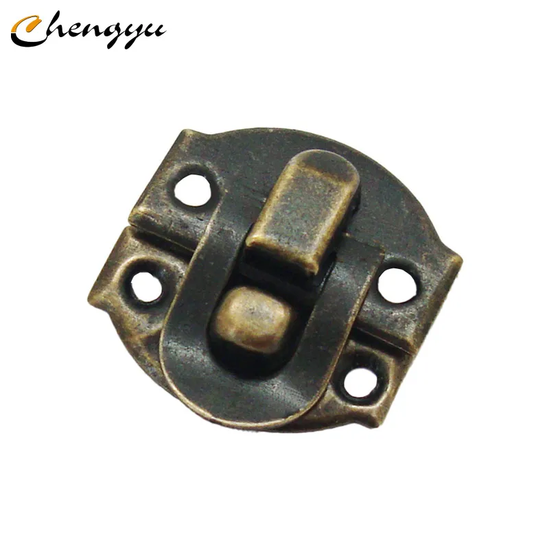 
A011 Small Antique Yellow Decorative Hasp Latch Buckle Small Hasp Latches Lock with Screws for Jewelry Wooden Wine Box 21*20mm 