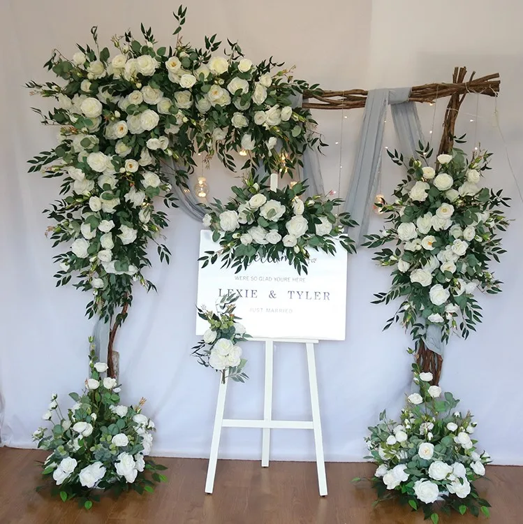 Свадебные искусственные белые розы набор цветов цветы свадебные украшения уличное украшение для фона