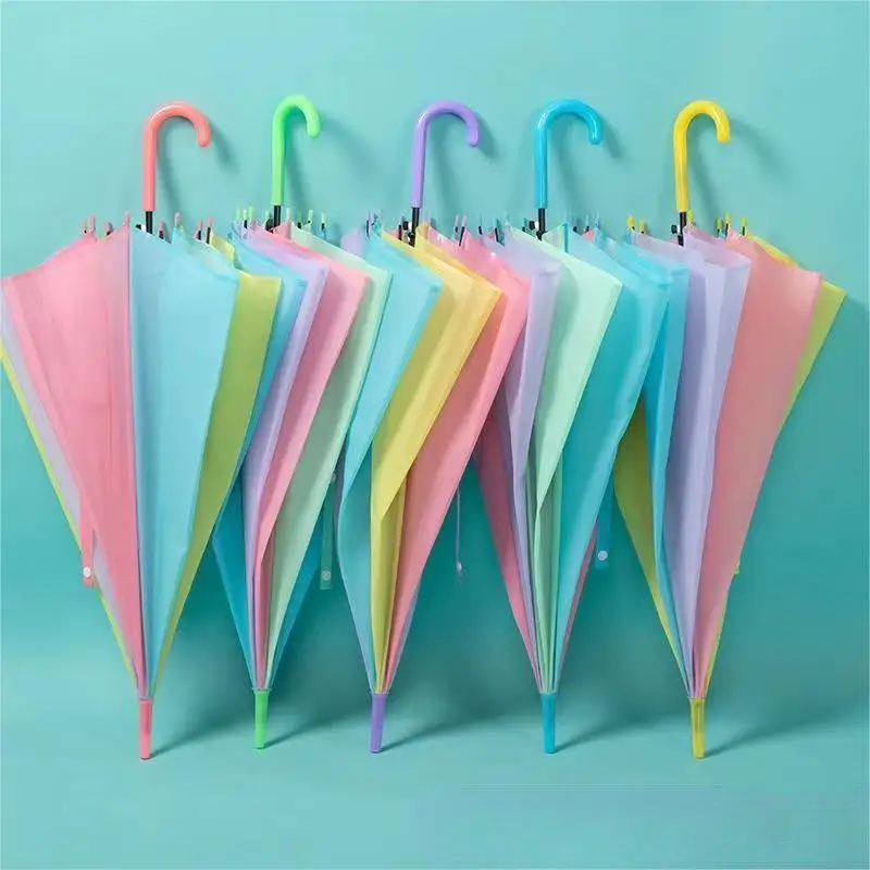 Factory Custom Logo Printing Colorful Transparent Long Handle Straight Advertising Transparent Umbrella For Outdoor