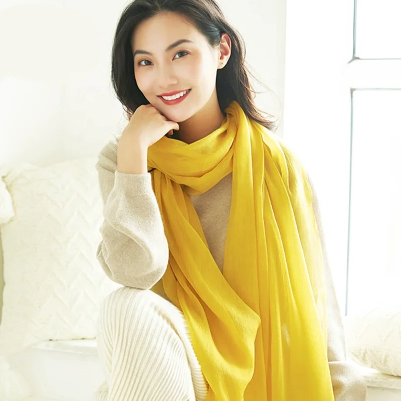 Женский тонкий однотонный кашемировый шарф, роскошный мягкий шарф из пашмины, зима 200