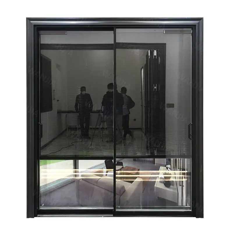 Minimalist Design Supplier Bulk Aluminum Door Smart Motorized Venetian Blind Glass Sliding Door