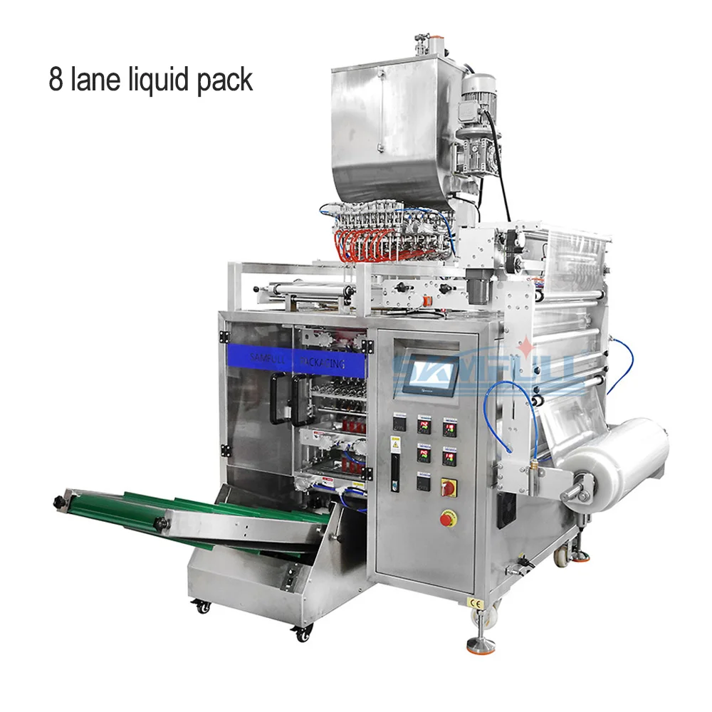 Automatic multilane tomato sauce packaging machine 8 lines 4 side seal sachet malt vinegar packing machine