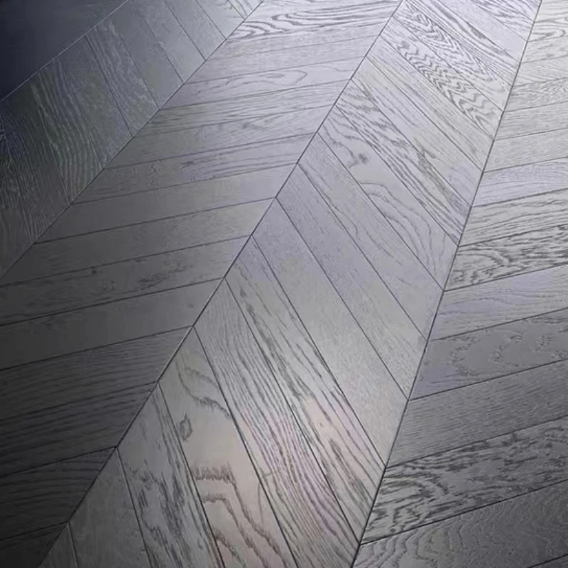 Pure Black Oak Multi-layer Solid Wood Composite Flooring Hotel Office Light Luxury Floor 15mm Oak Engineering Wood Flooring