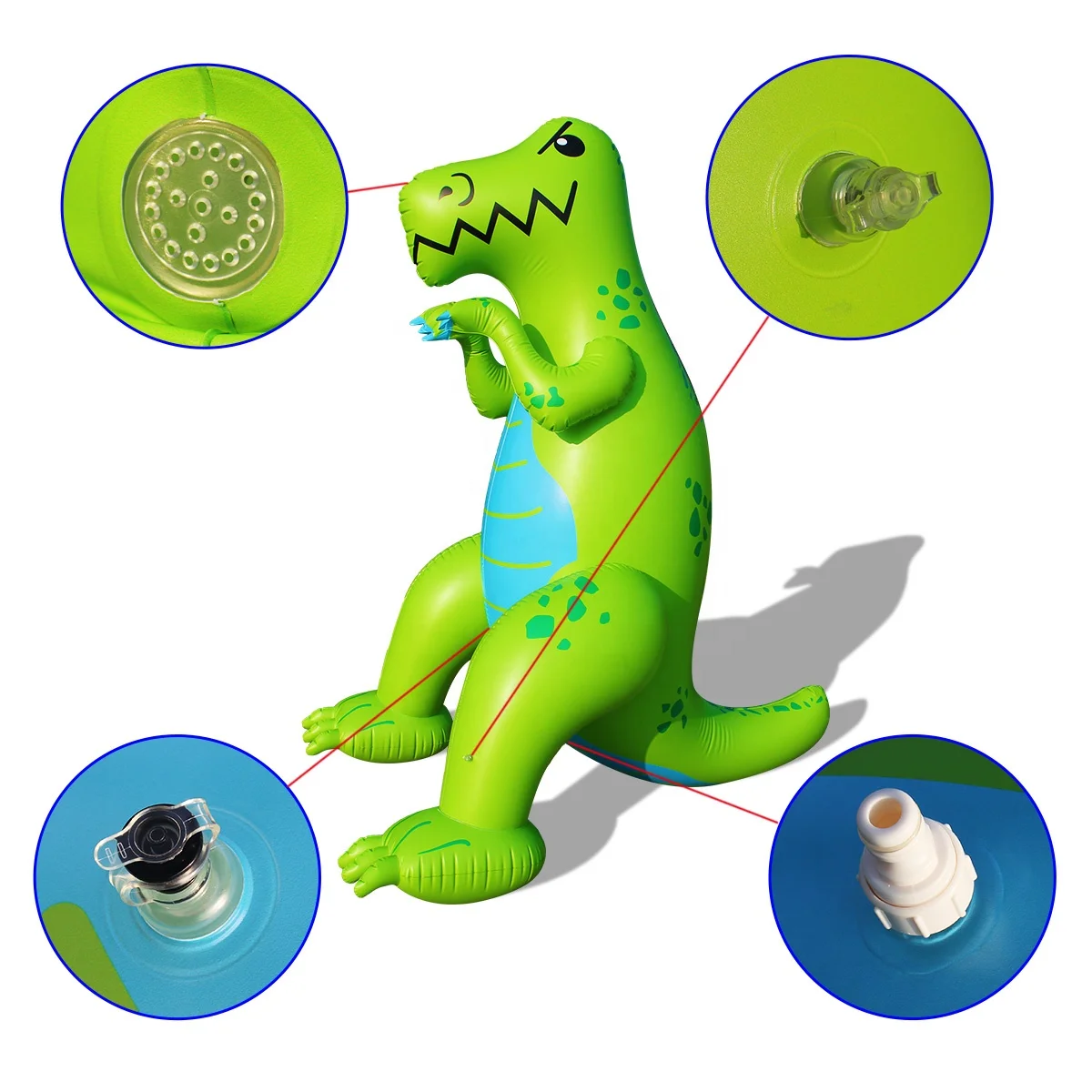 Extra Large 6 Feet Tall Summer Fun Yard Green Inflatable Dinosaur Sprinkler