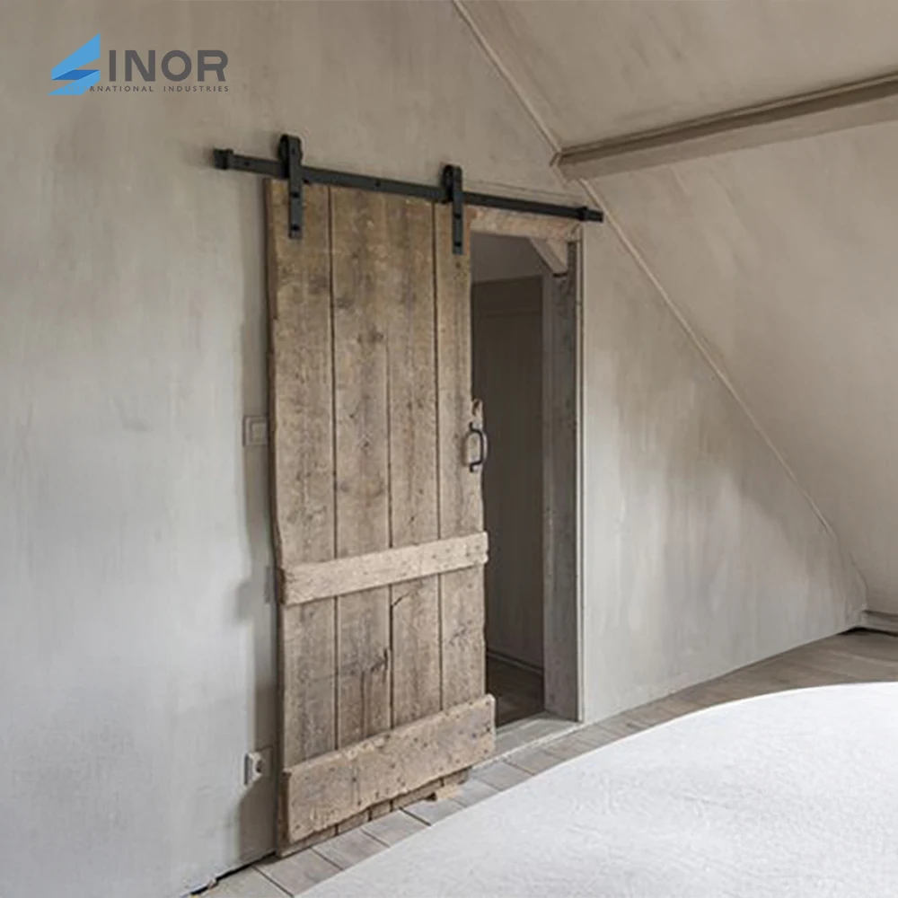Stock Barn Wall Or Outdoor Partition Door Closet Heavy Duty Hinges Double Barn-door-pulley-system High Quality