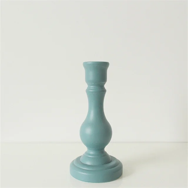 Handmade Wooden Morandi color Candlestick Suit Refinement Candle