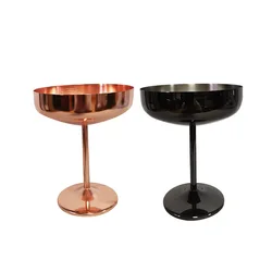 Set of 2 Stainless Steel Vintage Martini cocktail metal champagne coupe glasses