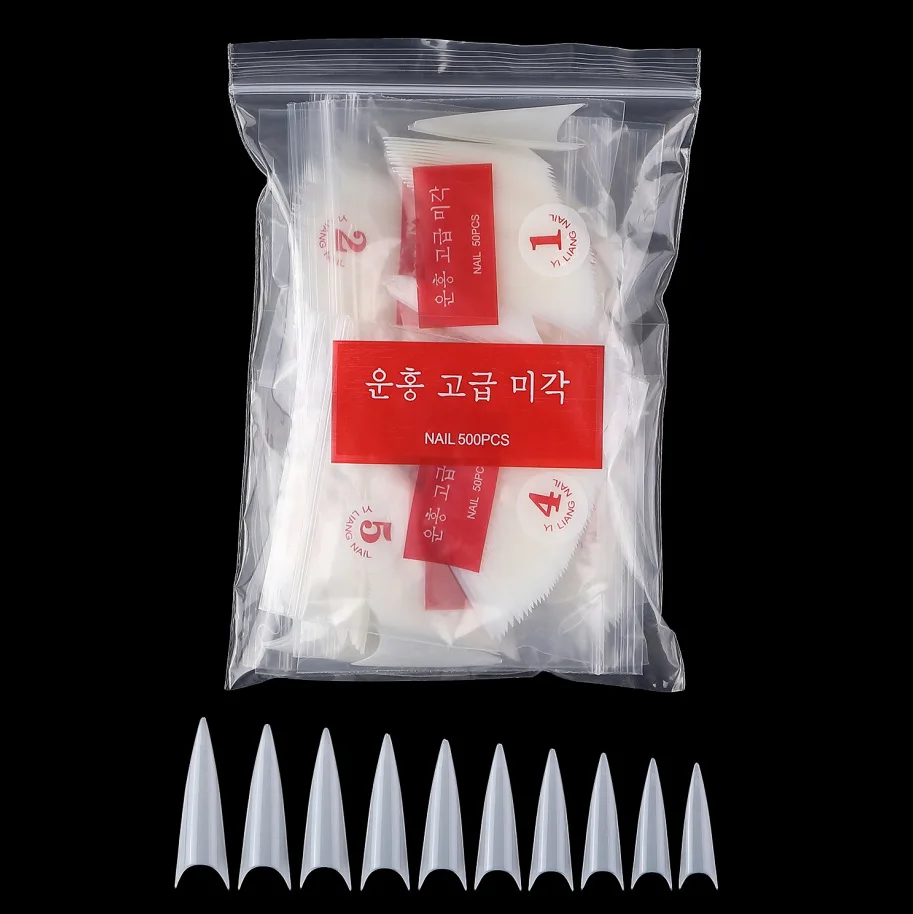 Hot Sell Wholesale Factory Price 500pcs French Sharp Pointy Stiletto False Nail Tips