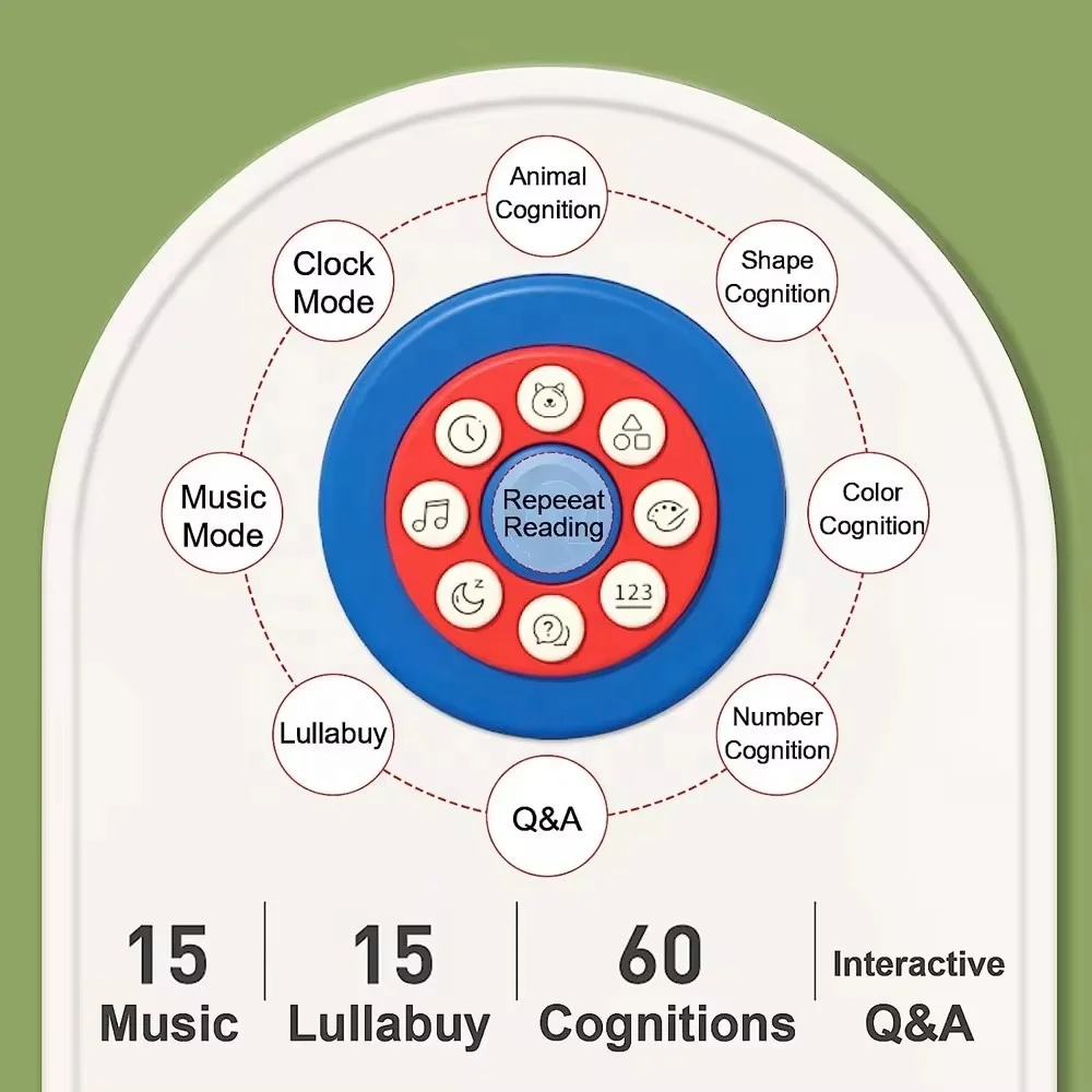 yuwei learning clock toy toddlers early education cognitive teaching clock toy learning machine for kids with music light