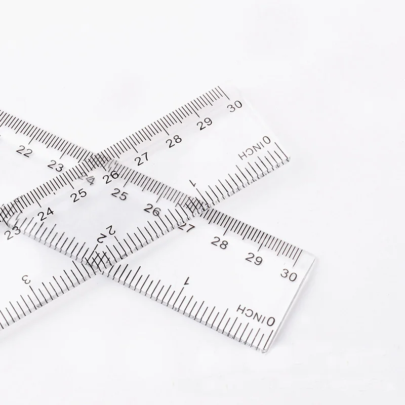 Plastic Scale Ruler 30cm Ruler Actual Size Transparent Clear Custom Logo School Student Teaching Ruler