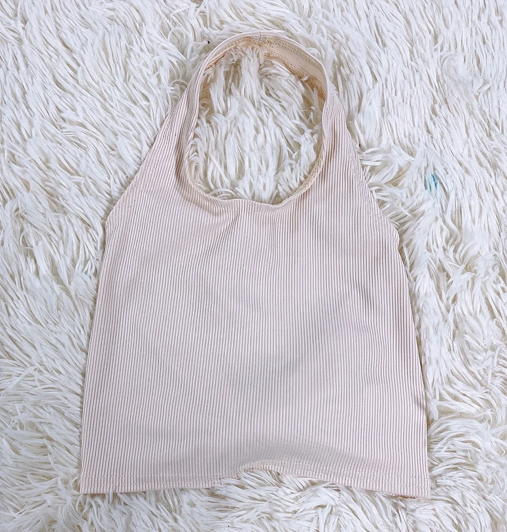 Wholesale factory custom  halter crop top Strap Shirts Tie Bow baby girl ribbed Backless Halter Tops