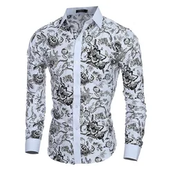 Printing Casual Slim Fit Hawaiian Shirts Men Flower Long Sleeve Full Summer OEM Service Adults Floral Fashionable Cotton Shirt