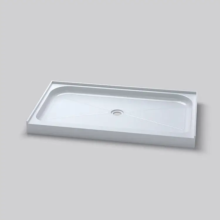 Acrylic Shower Tray Base with Three Thresholds Antislip Textured Surface Rectangle Bathroom Acrylic Shower Base
