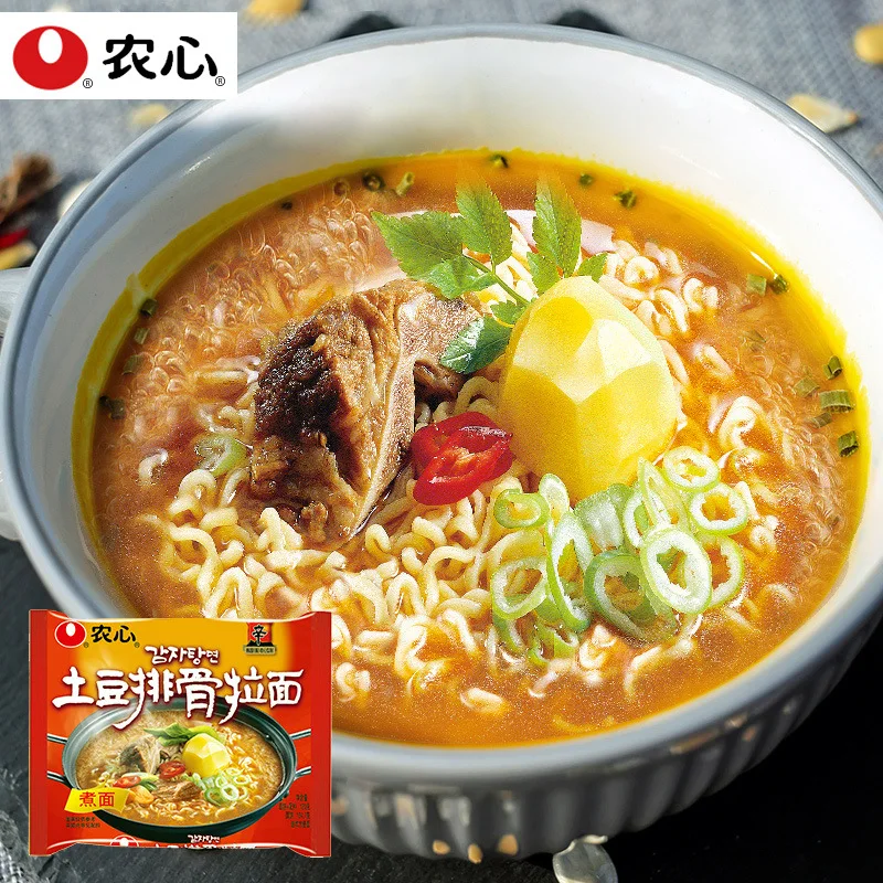 Wholesale nongxin Korean ramen noodle korean food spicy noodles 120g gourmet instant noodle