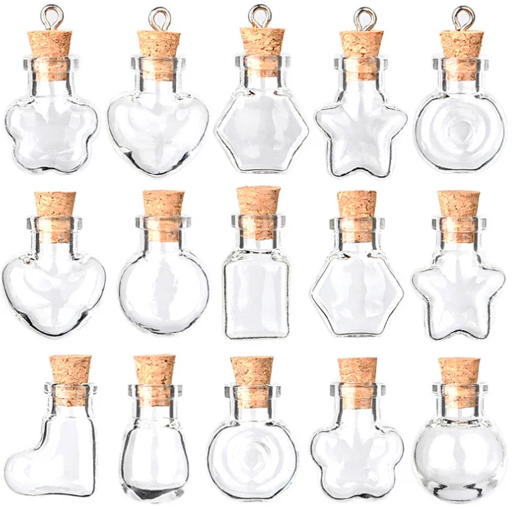 Wishing Glass Mini Bottles Pendants Small Diy Clear Bottles With Cork Cute Jars Christmas Wedding Gifts Vials Glass Bottles