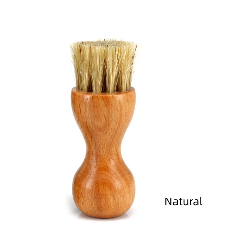 gourd shaped Pig hair bristles oiling polishing and dust removal multifunction cleaning wooden shoe brush